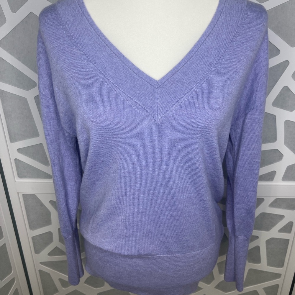 White House Black Market Purple V-Neck Sweater